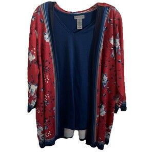 Catherine’s Top Blouse OX Red Blue Cardigan Attacked Tank Top Floral